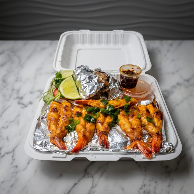 C7. Grilled Shrimp & Egg Roll- Cơm Tôm Nướng Chả Giò.